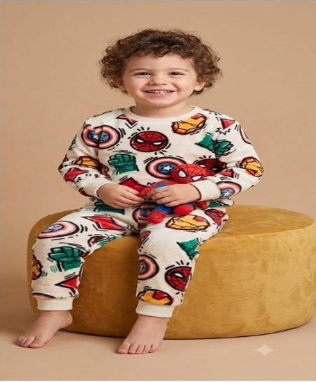 פיג׳מת קטיפה דלתא לבנים – גיבורי מארוול שמנת