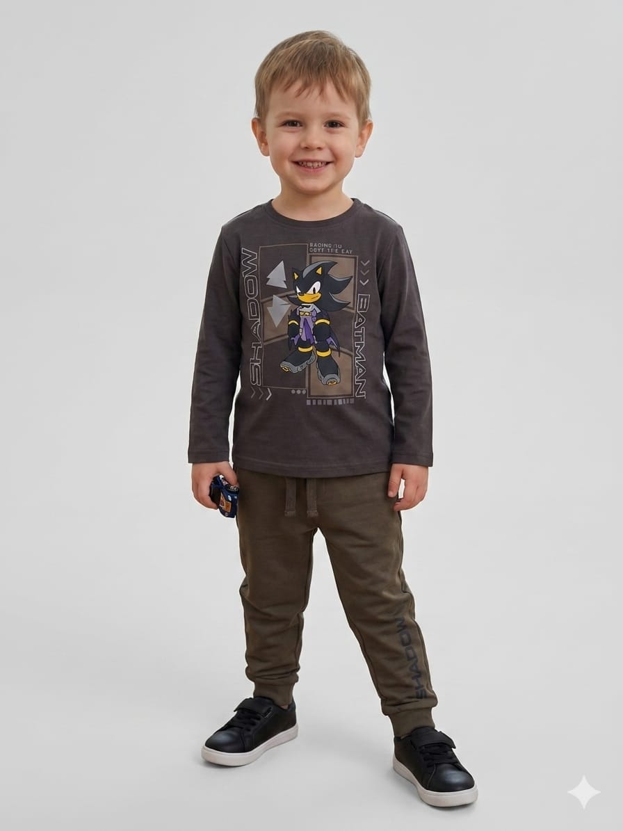 פיג׳מת דלתא ארוכה לבנים – שאדו כהה