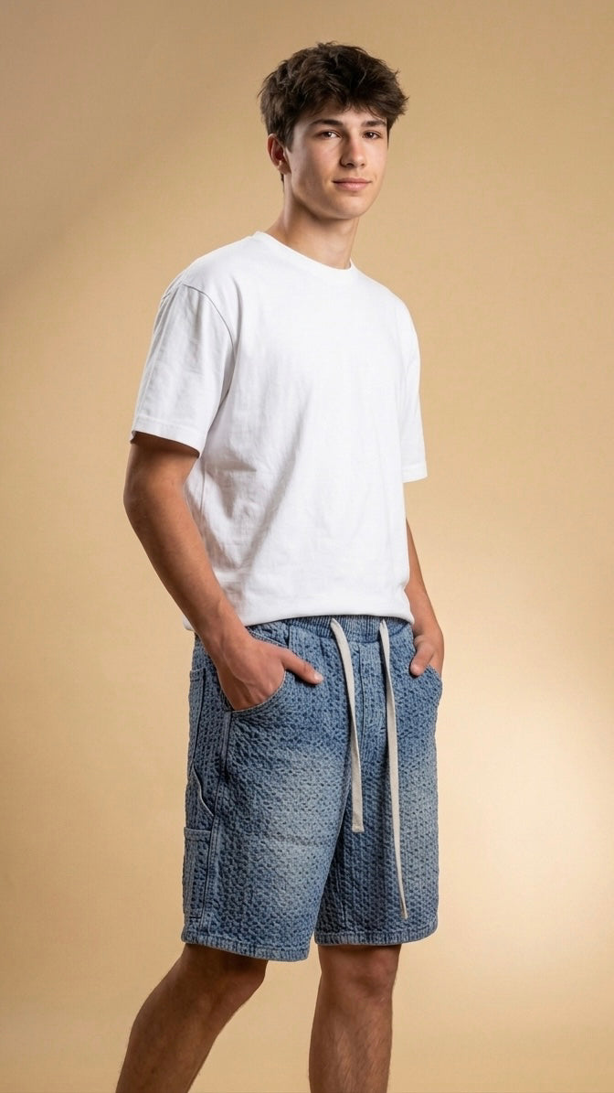 ג׳ינס טקסטורה לנער כחול בהיר טיפורים V denim – Aj-100B