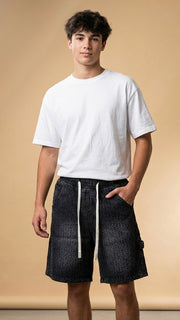 ג׳ינס שחור טקסטורה לנער V denim
