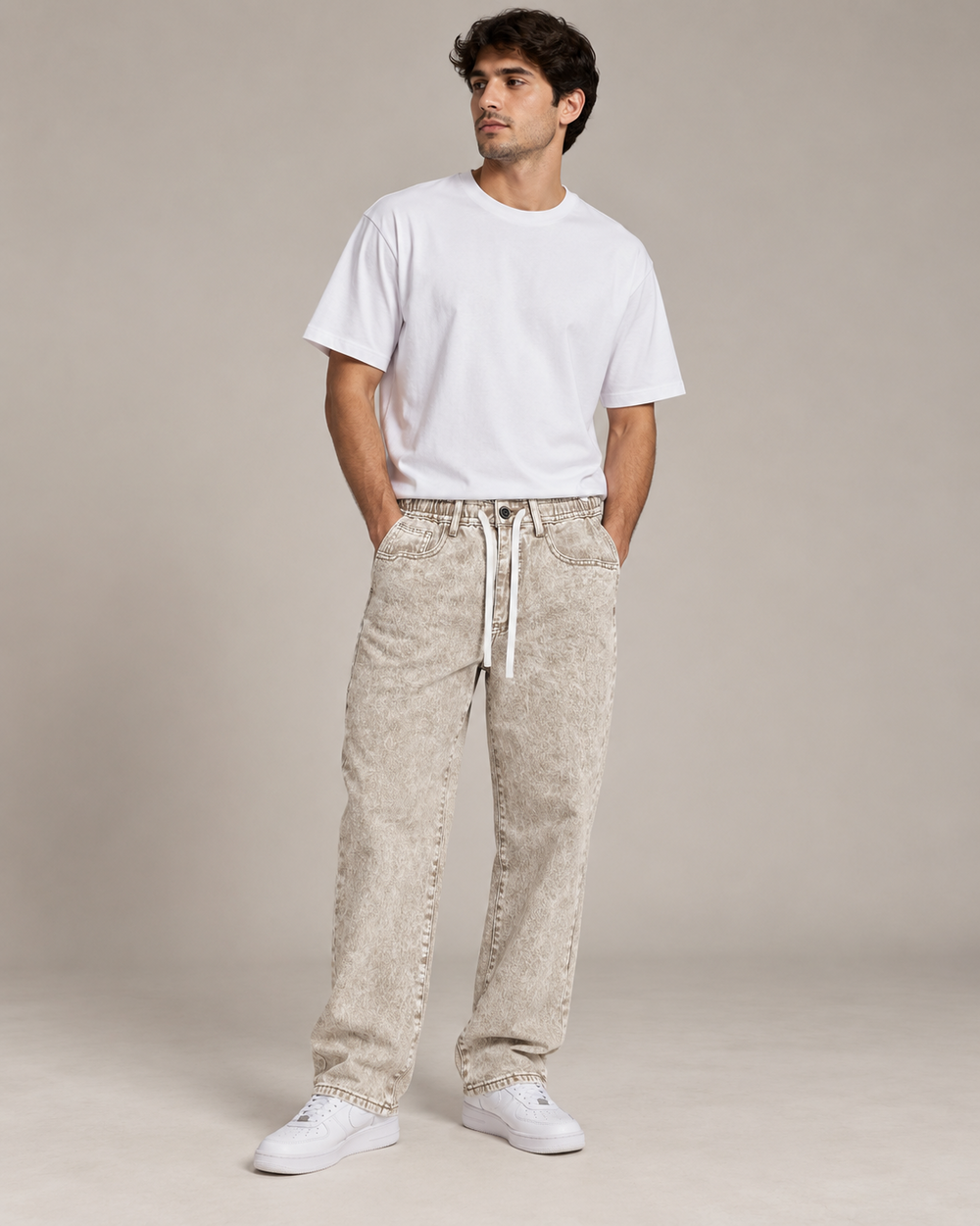 ג׳ינס באגי לגבר DESERT WASH – בז׳ ווש