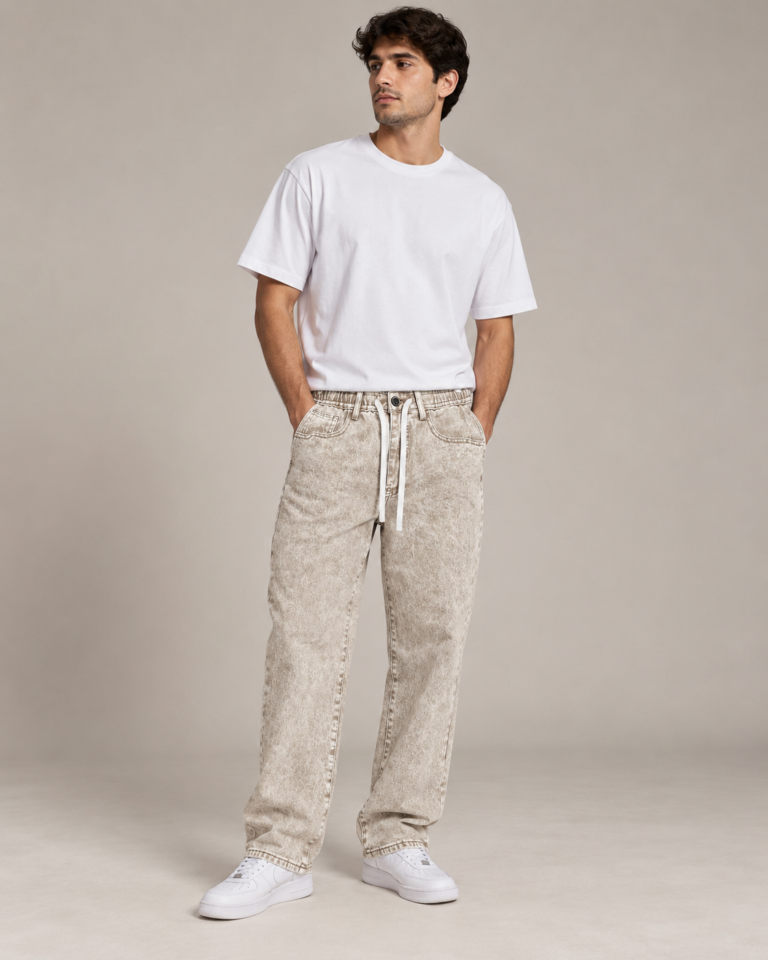 ג׳ינס באגי לגבר DESERT WASH – בז׳ ווש