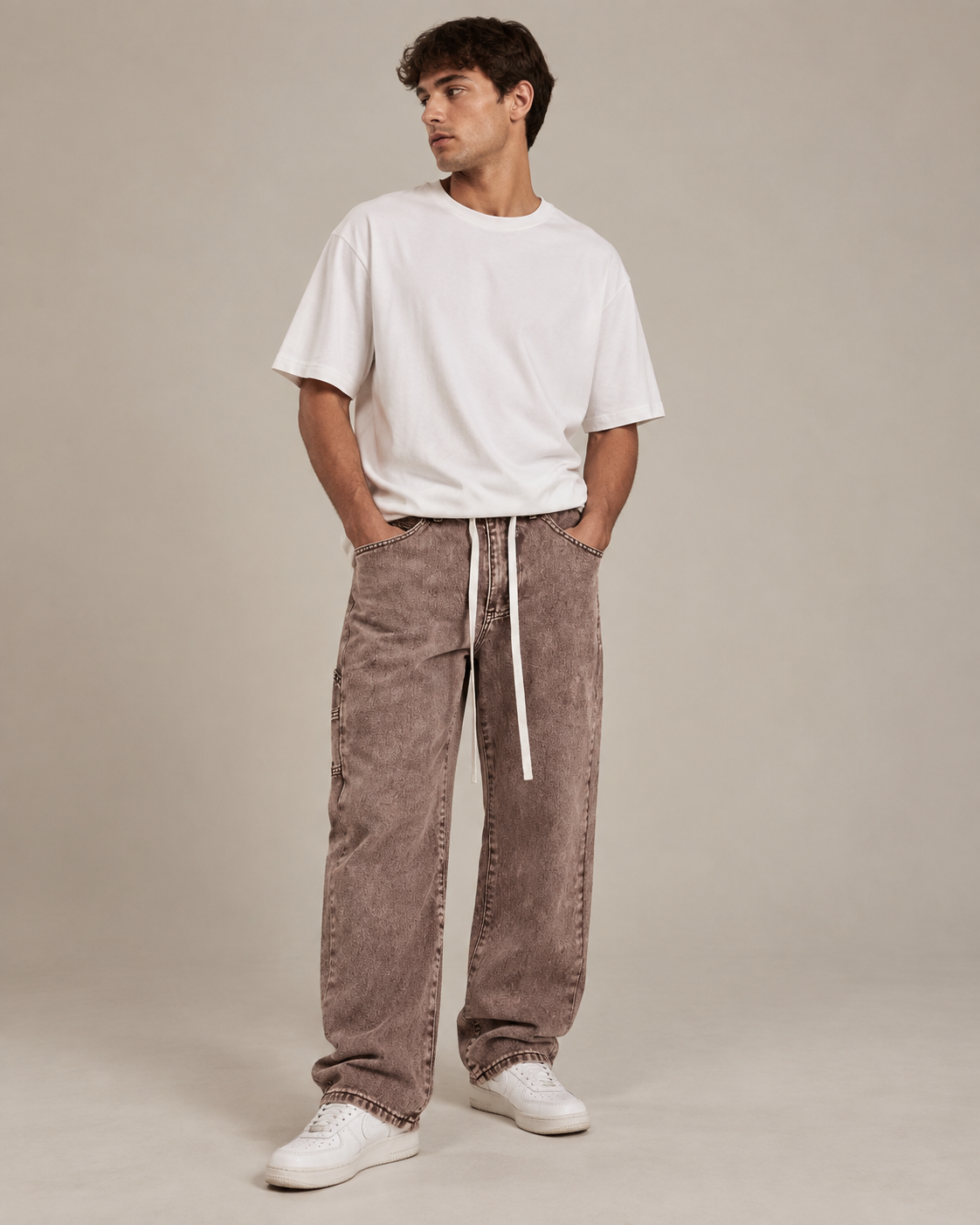 ג׳ינס באגי לגבר MOCHA WASH – חום ווש