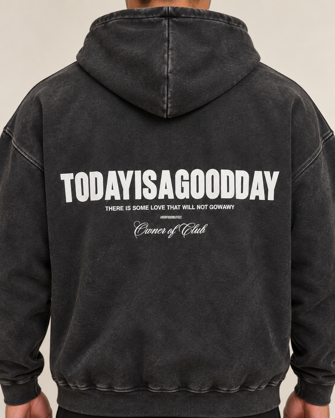 קפוצ׳ון לגבר GOOD DAY – מראה ווש – שחור ווש – תקריב