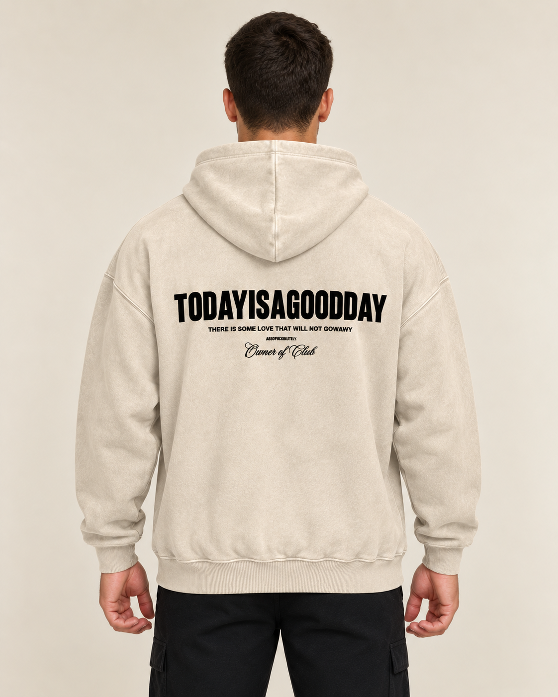 קפוצ׳ון לגבר GOOD DAY – מראה ווש – שמנת – גב
