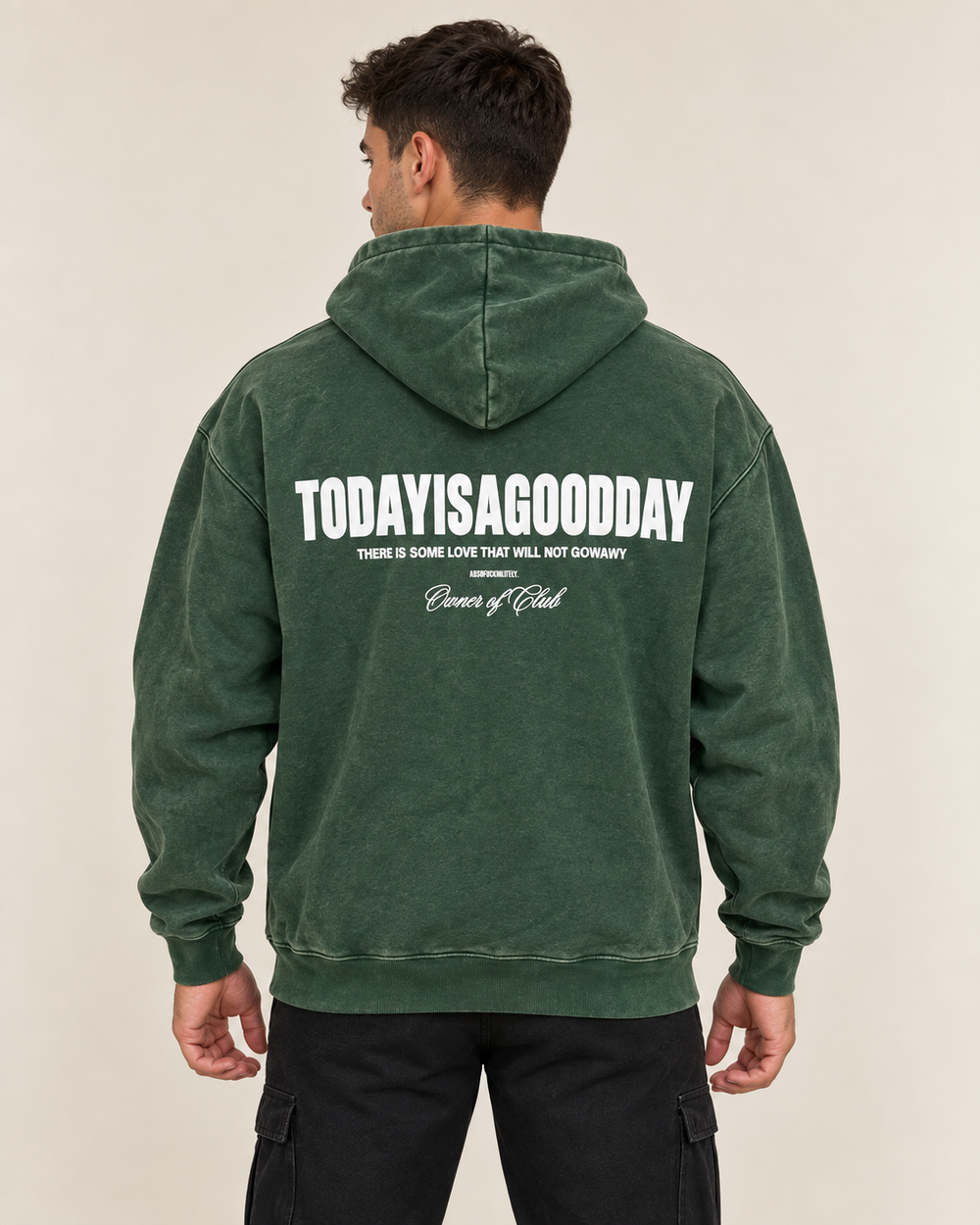 קפוצ׳ון לגבר GOOD DAY – מראה ווש – ירוק ווש – גב