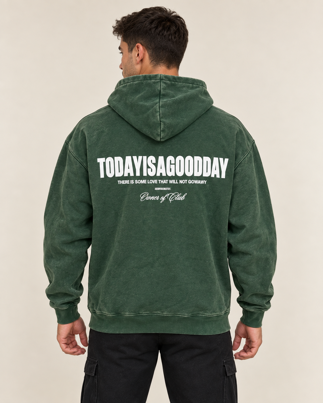 קפוצ׳ון לגבר GOOD DAY – מראה ווש – ירוק ווש – גב
