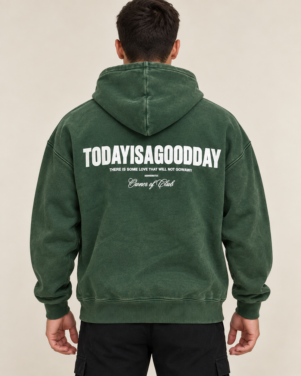 קפוצ׳ון לגבר GOOD DAY – מראה ווש – ירוק ווש – תקריב