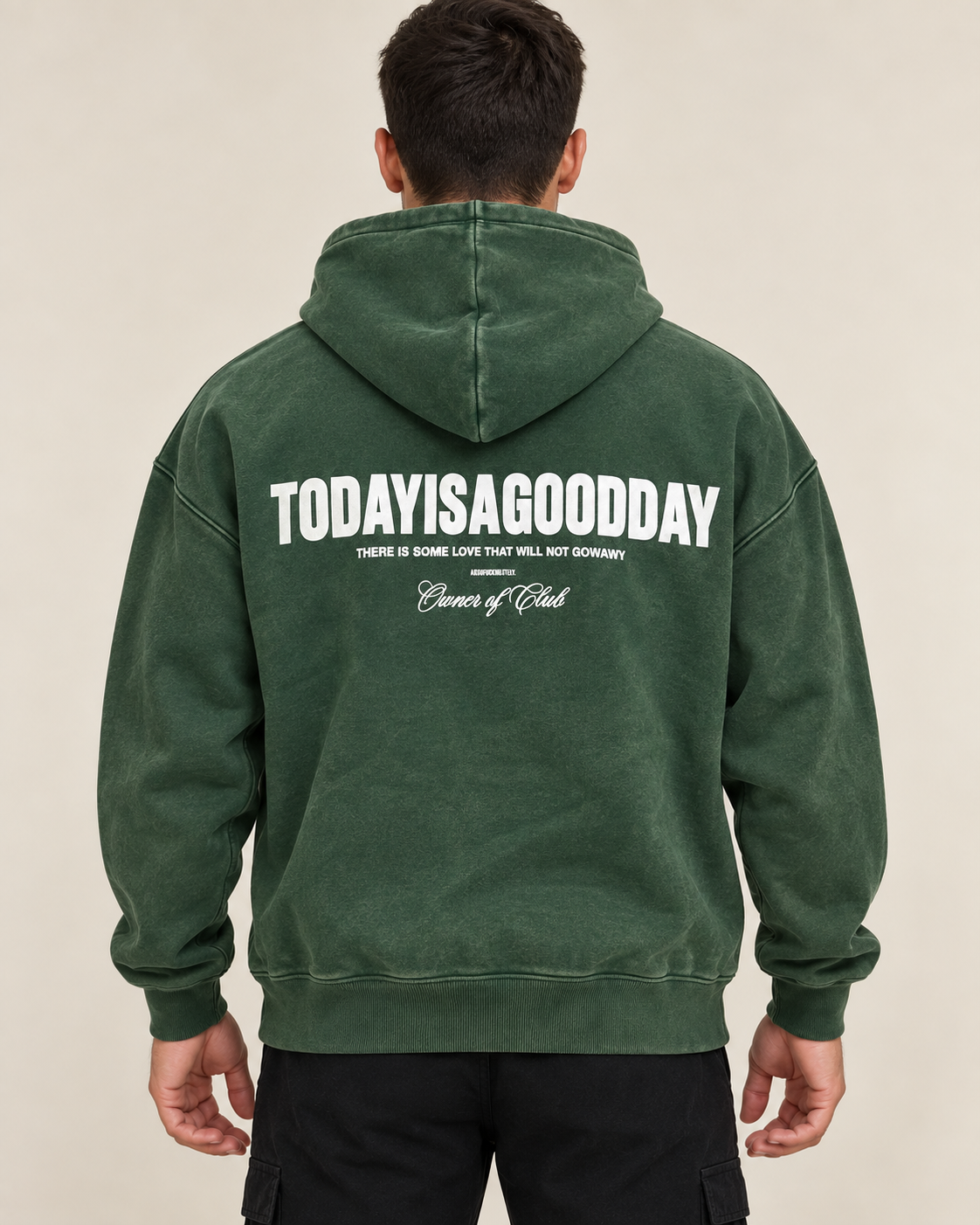 קפוצ׳ון לגבר GOOD DAY – מראה ווש – ירוק ווש – תקריב