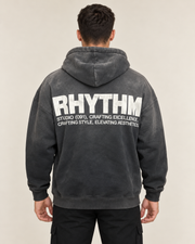 קפוצ׳ון לגבר RHYTHM WASH – גוונים משולבים – אפור כהה ווש – גב