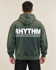 קפוצ׳ון לגבר RHYTHM WASH – גוונים משולבים – ירוק ווש – גב