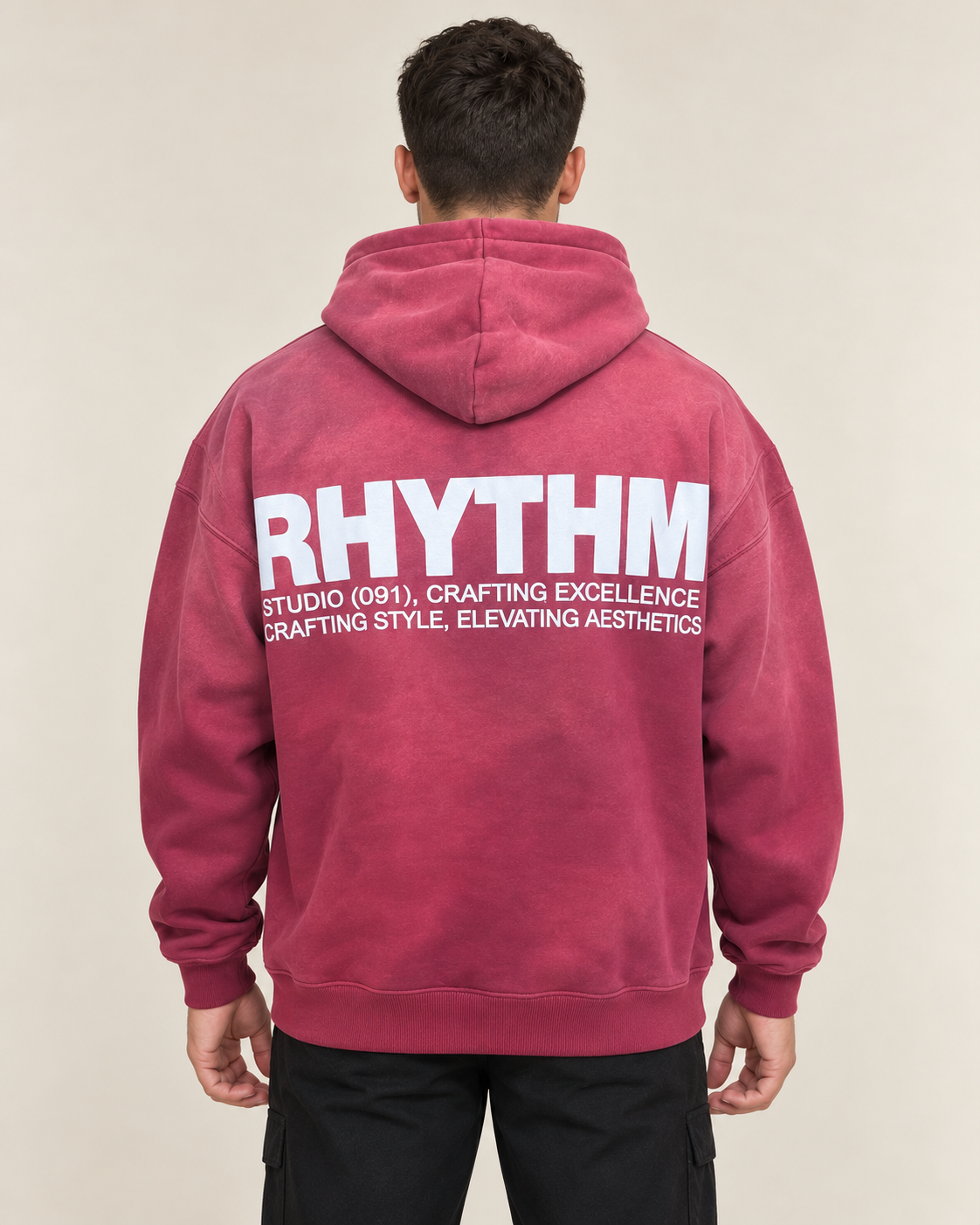 קפוצ׳ון לגבר RHYTHM WASH – גוונים משולבים – ורוד ווש – גב